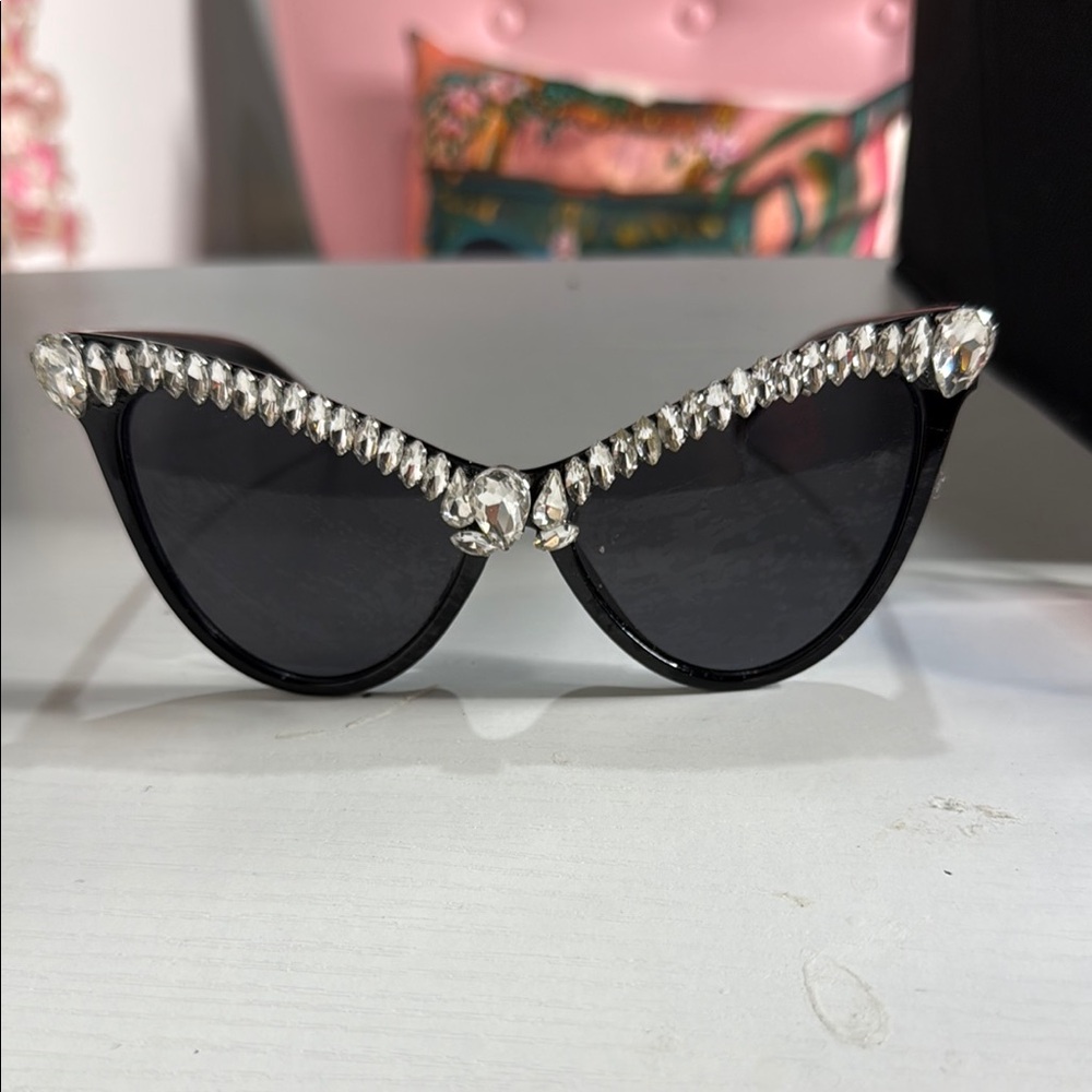 Black Crystal-Embellished Sunglasses